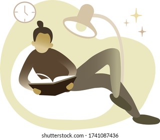 Isolierte Vektorgrafik von Zeichen mit Textbuch. Sammlung von Studenten Vorbereitung Prüfungen. Lesen und studieren von Personen.