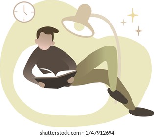 Isolated vector illustration of characters with textbook. Collection of student preparing exams. Reading and studying person.