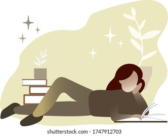 Isolated vector illustration of characters with textbook. Collection of student preparing exams. Reading and studying person.