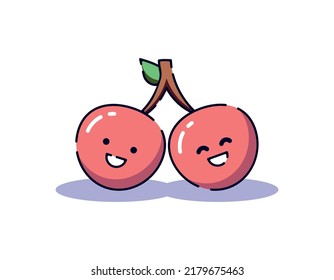 Isolated vector illustration of cherry with bright smile. Suitable for web sites, apps, books, advertisement etc 