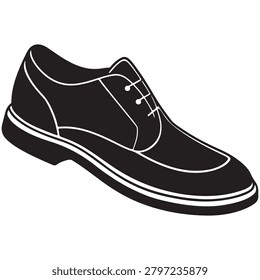 Isolated vector illustration of a classic black laceup dress shoe with white detailing and clean lines