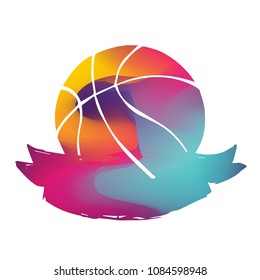 Isolated Vector Illustration Colorful Banner of Basketball. Flat, Icon, Sign, Logo, Symbol, Object, Graphic Design, Background, Element, Illustration for Print.