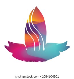 Isolated Vector Illustration Colorful Banner of Surfboard. Flat, Icon, Sign, Logo, Symbol, Object, Graphic Design, Background, Element, Illustration for Print.