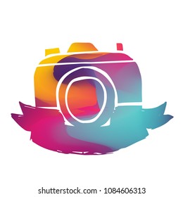 Isolated Vector Illustration Colorful Banner of Camera Photography. Flat, Icon, Sign, Logo, Symbol, Object, Graphic Design, Background, Element, Illustration for Print.