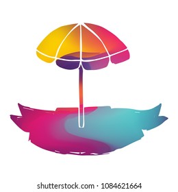 Isolated Vector Illustration Colorful Banner of Beach Umbrella. Flat, Icon, Sign, Logo, Symbol, Object, Graphic Design, Background, Element, Illustration for Print.