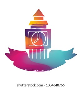 Isolated Vector Illustration Colorful Banner of London Clock Tower. Flat, Icon, Sign, Logo, Symbol, Object, Graphic Design, Background, Element, Illustration for Print.