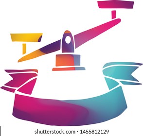 Isolated Vector Illustration Colorful Banner of Weight Balance or Justice. Flat, Icon, Sign, Logo, Symbol, Object, Graphic Design, Background, Element, Illustration for Print.