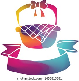 Isolated Vector Illustration Colorful Banner of Picnic Basket. Flat, Icon, Sign, Logo, Symbol, Object, Graphic Design, Background, Element, Illustration for Print.