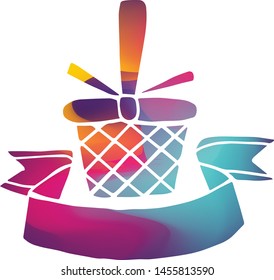Isolated Vector Illustration Colorful Banner of Picnic Basket. Flat, Icon, Sign, Logo, Symbol, Object, Graphic Design, Background, Element, Illustration for Print.