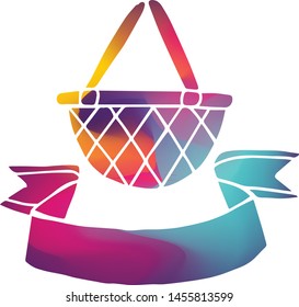 Isolated Vector Illustration Colorful Banner of Picnic Basket. Flat, Icon, Sign, Logo, Symbol, Object, Graphic Design, Background, Element, Illustration for Print.