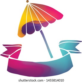 Isolated Vector Illustration Colorful Banner of Umbrella. Flat, Icon, Sign, Logo, Symbol, Object, Graphic Design, Background, Element, Illustration for Print.