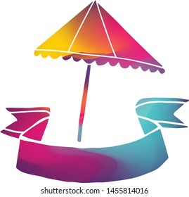 Isolated Vector Illustration Colorful Banner of Umbrella. Flat, Icon, Sign, Logo, Symbol, Object, Graphic Design, Background, Element, Illustration for Print.