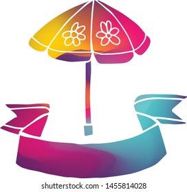 Isolated Vector Illustration Colorful Banner of Umbrella. Flat, Icon, Sign, Logo, Symbol, Object, Graphic Design, Background, Element, Illustration for Print.