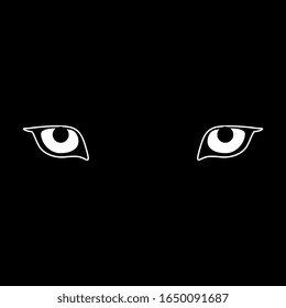 Isolated vector illustration. Coyote eyes. Animal predator decor. Black and white silhouette.