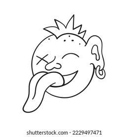 Isolated vector illustration of crazy punk. Cute thin line icon for design, cover etc.	