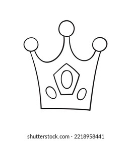 Ilustración vectorial aislada de la corona. Icono de línea delgada para diseño, cubierta, etc.	