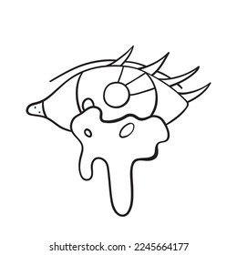 Ilustración vectorial aislada del ojo llorando. Icono de línea delgada para diseño, cubierta, etc.	