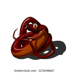 Isolated vector illustration of a cute cartoon snake with the big smile