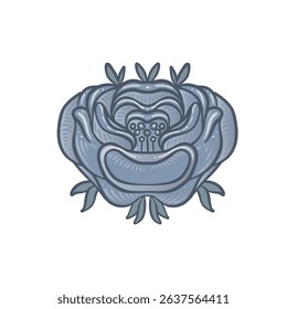 Isolated vector illustration of a decorative floral motif in the style of William Morris. Vintage-inspired design with elegant lines and muted colors. Perfect for prints, textiles, and patterns.