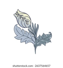 Isolated vector illustration of a decorative floral motif in the style of William Morris. Vintage-inspired design with elegant lines and muted colors. Perfect for prints, textiles, and patterns.