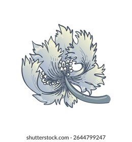 Isolated vector illustration of a decorative floral motif in the style of William Morris. Vintage-inspired design with elegant lines and muted colors. Perfect for prints, textiles, and patterns.