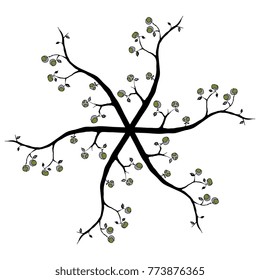 Isolated vector illustration. Decorative star made of apple tree branches.