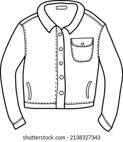 Isolated vector illustration of denim jacket on transparent background.