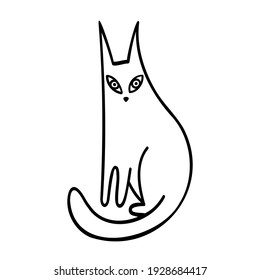 Isolated vector illustration design set of abstract cat lined black. The design is perfect for cards, stickers, posters, coloring, postcards, logos, tattoos