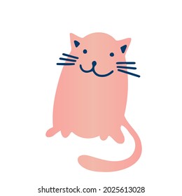 Isolated vector illustration design set of abstract cartoon cat in pastel colors. The design is perfect for cards, stickers, posters, coloring, postcards, logos, tattoos