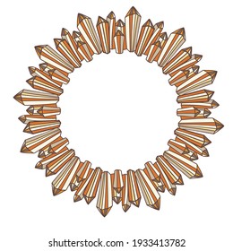 Viñeta de diseño de ilustraciones vectoriales aisladas de cristal de talismán alineado en tonos naranja y amarillo. El diseño es perfecto para pegatinas, insignias, logos, colorantes, textiles