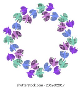 Isolated vector illustration design vignette with cute decorative birds in bright violet tones. The design is perfect for stickers, badges, decorations, invitations, logos, cards