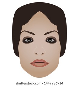 Isolated vector illustration. Face of a beautiful Caucasian woman with makeup.