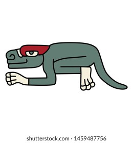 Isolated vector illustration. Fantastic animal. Ancient Mexican Aztec motif. Cartoon style.