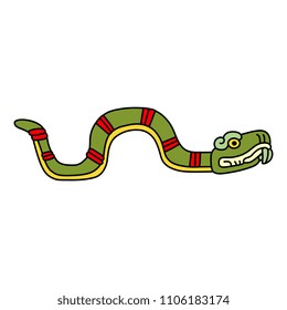 Isolated vector illustration of a fantastic Aztec snake. Based on ancient Mexican codex motif.