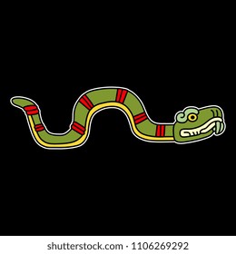 Isolated vector illustration of a fantastic Aztec snake. Based on ancient Mexican codex motif.