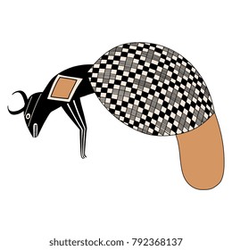Isolated vector illustration of fantastic creature. Based on Native American Indians folk art. Mimbres pottery. Mogollon culture.