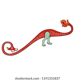 Isolated vector illustration. Fantastic medieval dragon. Gothic illuminated manuscript motif.