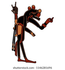 Isolated vector illustration. Fantastic monster creature. Based on ancient art of Mexican Maya Indians.