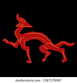 Isolated vector illustration. Fantastic ornate dragon. Ancient Chinese ethnic motif.