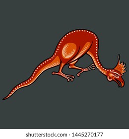 Isolated vector illustration. Fantastic winged dragon or basilisk with rooster head. Medieval Gothic illuminated manuscript motif. 