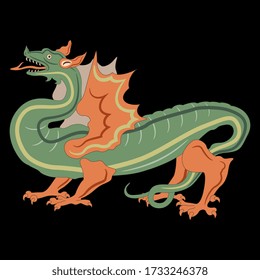 Isolated vector illustration. Fantastic winged dragon.
