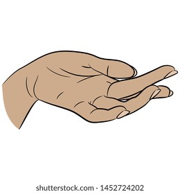 Isolated vector illustration. Female hand. Open human palm. Elegant gesture. Cartoon style.