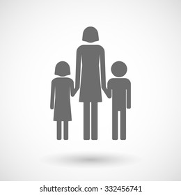 Isolated Vector Illustration Of A Female Single Parent Family Pictogram