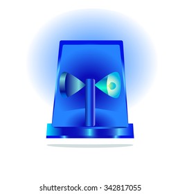 an isolated vector illustration of a flashing blue siren