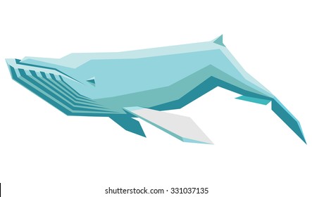 isolated vector illustration of a floating humpback whale