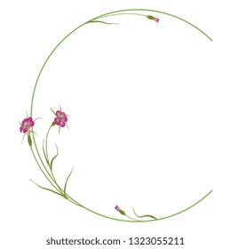 Isolated vector illustration. Floral alphabet with wild carnation or corn-cockle flowers. Capital letter C.