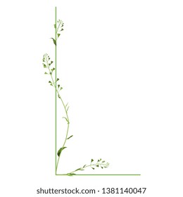 Isolated vector illustration. Floral alphabet with shepherd's purse flowers. Capital letter L.