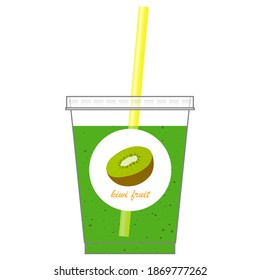 Isolated vector illustration of a fresh kiwi fruit juice on white background