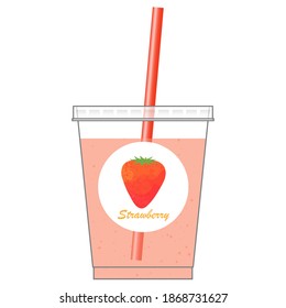 Isolated vector illustration of a fresh strawberry juice on white background