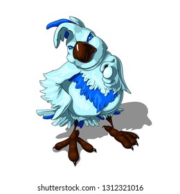 Isolated vector illustration of a funny cartoon parrot pointing at you